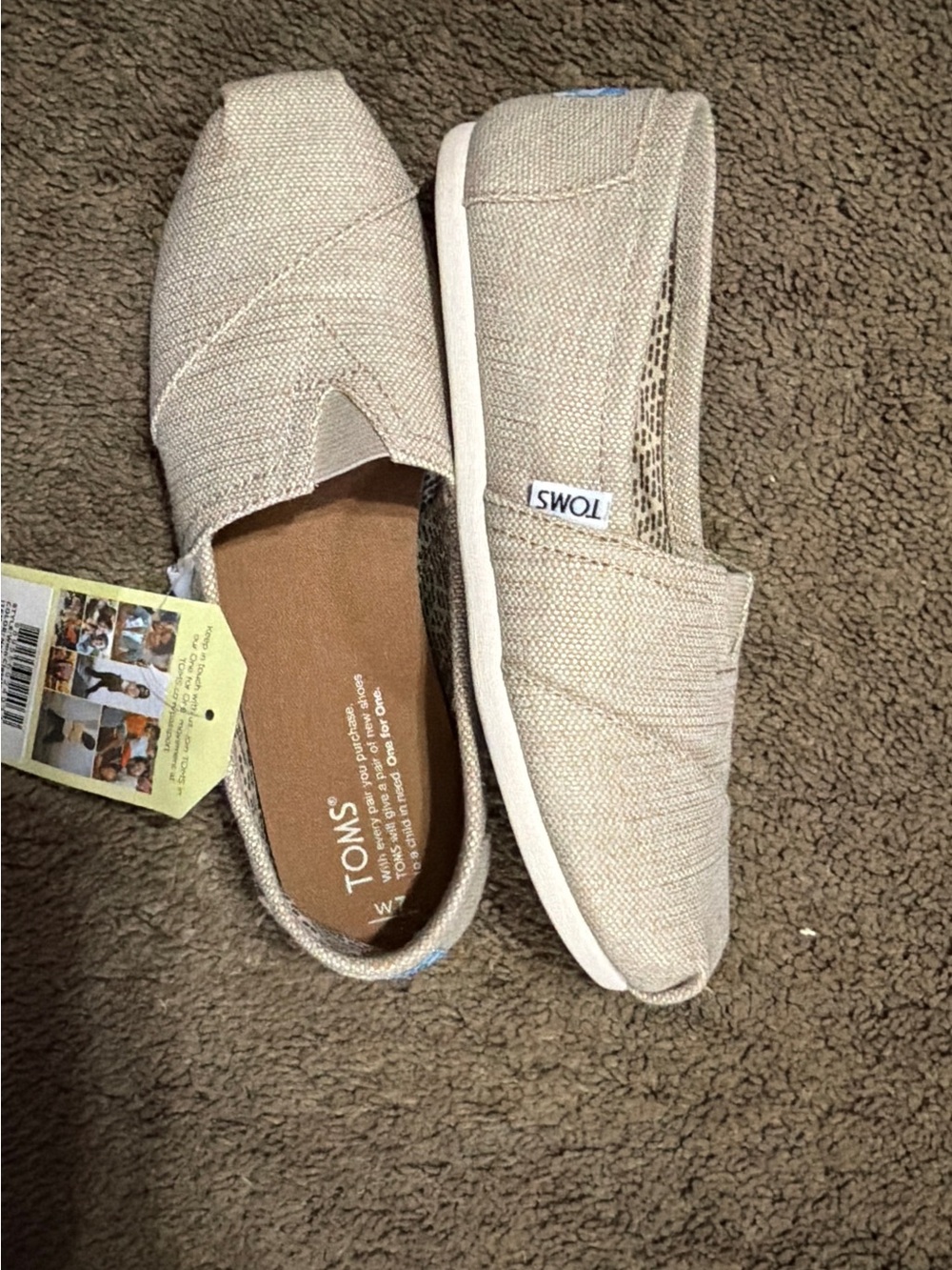 Toms Slip-On Espadrille Flats in Beige Canvas - Picture 3 of 10